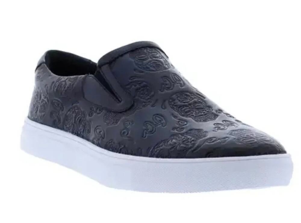 Robert Graham Rider Navy Embossed Leather Slip-On Sneaker Men's 13